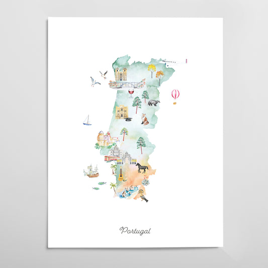 Portugal Illustrated Map Art Print