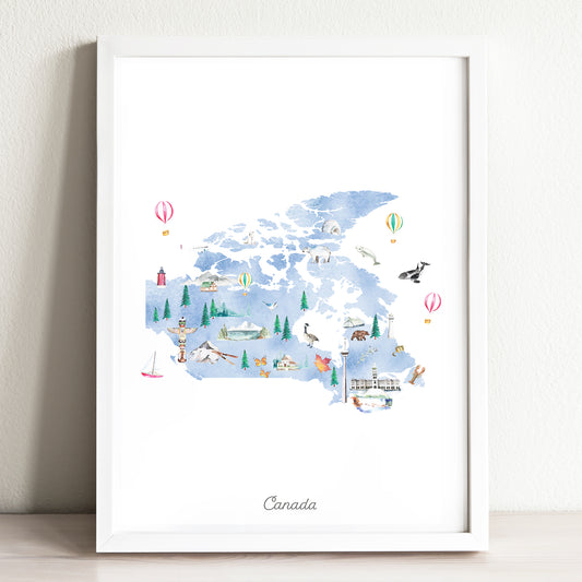 Canada Illustrated Map Art Print