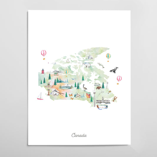 Canada Illustrated Map Art Print