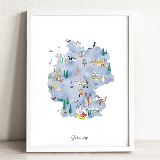 Germany Illustrated Map Art Print