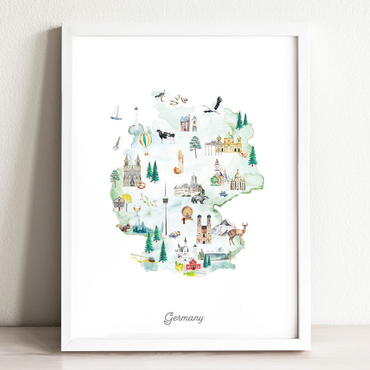 Germany Illustrated Map Art Print