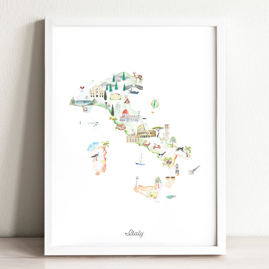 Italy Illustrated Map Art Print