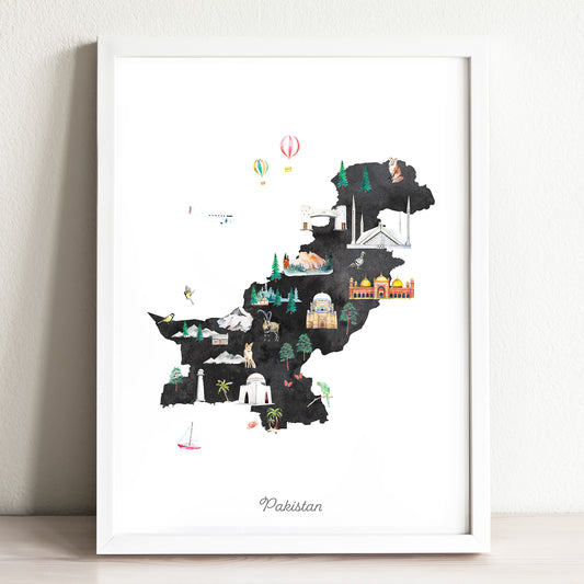 Pakistan Illustrated Map Art Print