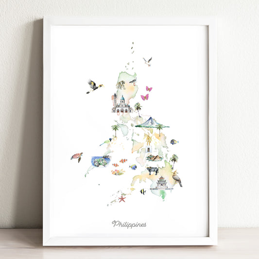 Philippines Illustrated Map Art Print