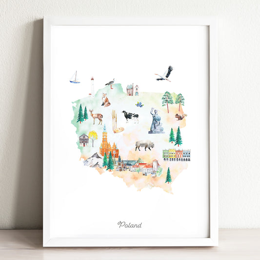 Poland Illustrated Map Art Print