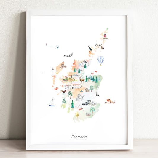 Scotland Illustrated Map Art Print