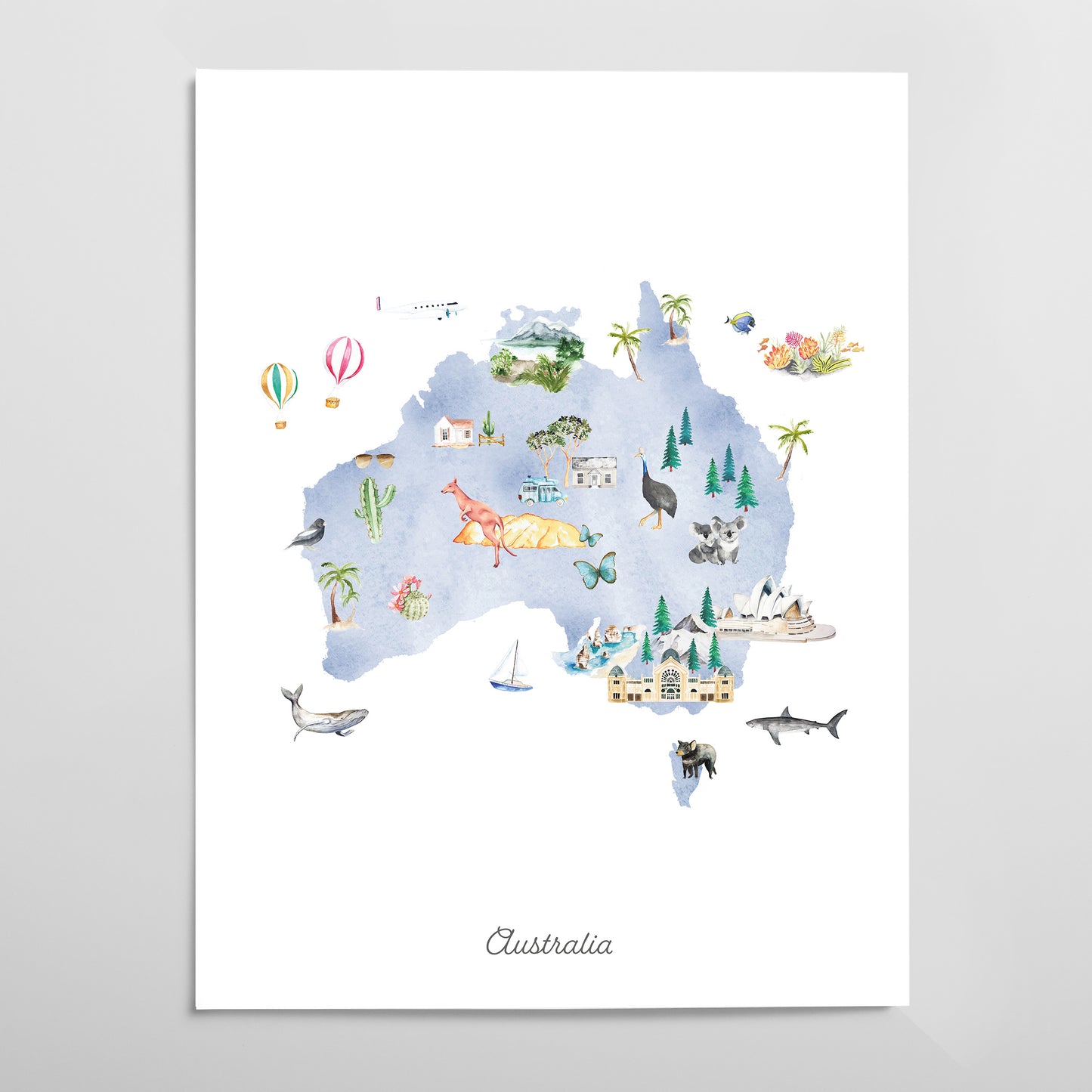 Australia Illustrated Map Art Print