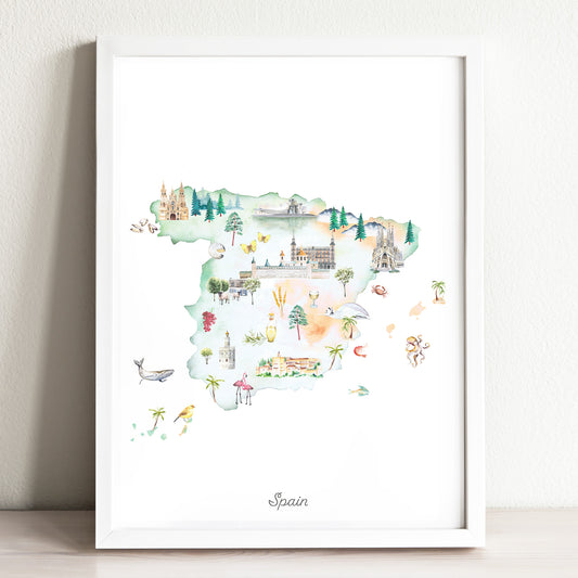 Spain Illustrated Map Art Print