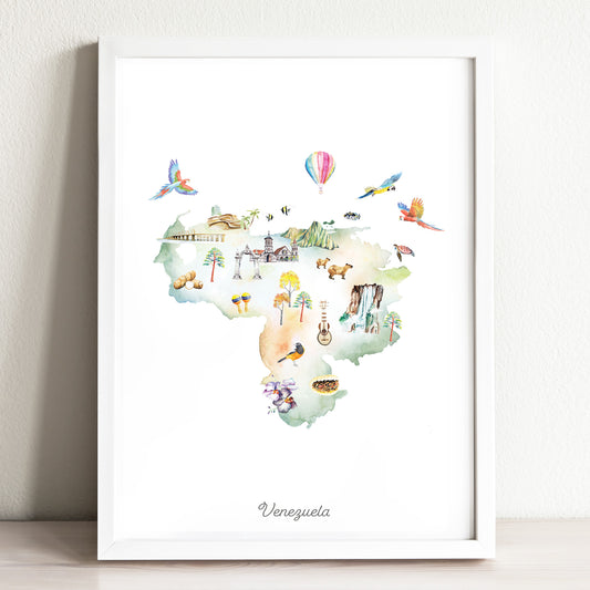 Venezuela Illustrated Map Art Print