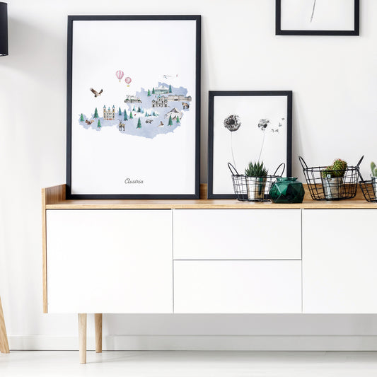 Austria Illustrated Map Art Print