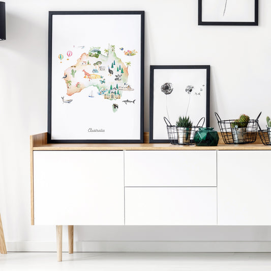 Australia Illustrated Map Art Print