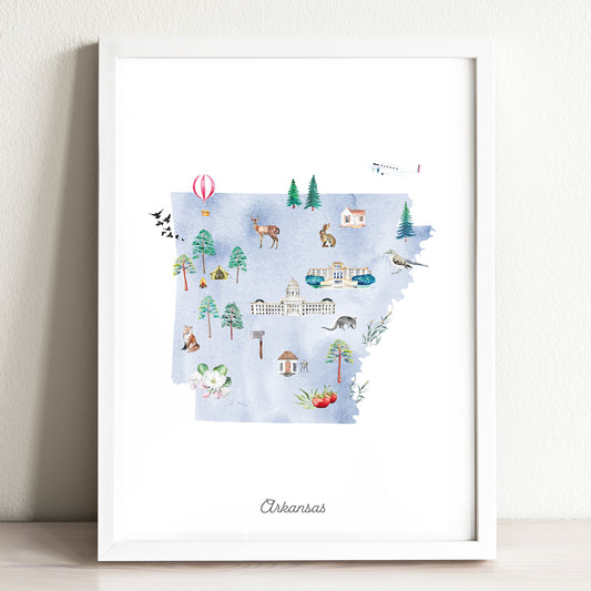 Arkansas Illustrated State Map Art Print