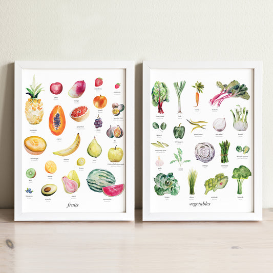 Fruits + Vegetables Art Print Set