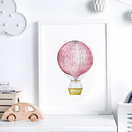 Red Hot Air Balloon Art Print