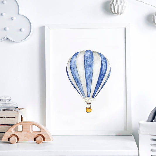Blue Hot Air Balloon Art Print