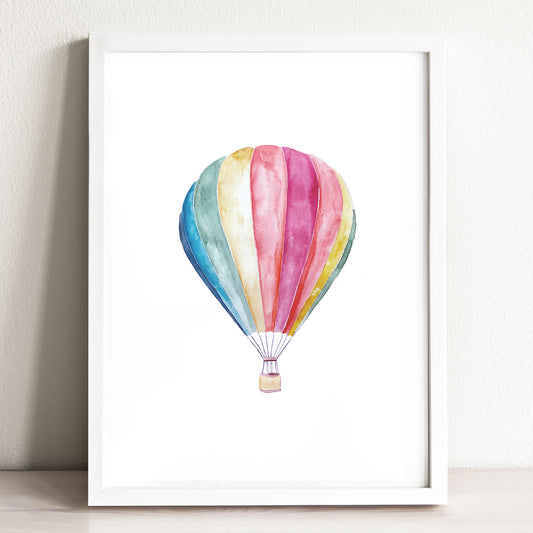 Rainbow Hot Air Balloon Art Print