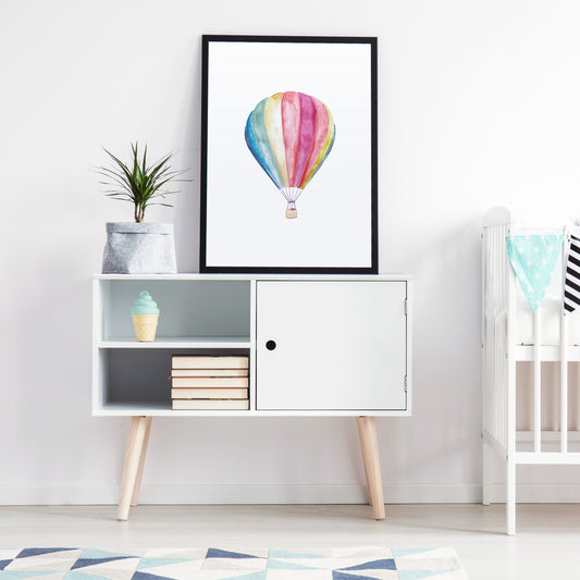 Rainbow Hot Air Balloon Art Print
