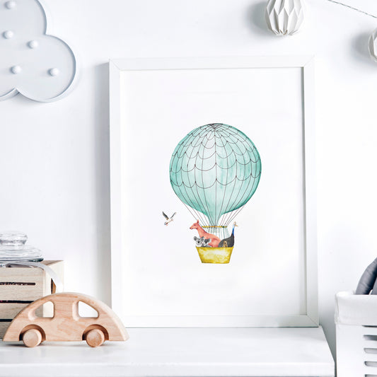 Australian Animals Hot Air Balloon Art Print