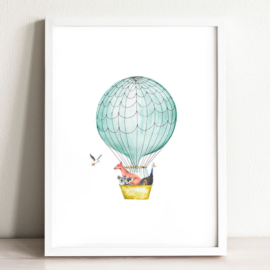 Australian Animals Hot Air Balloon Art Print