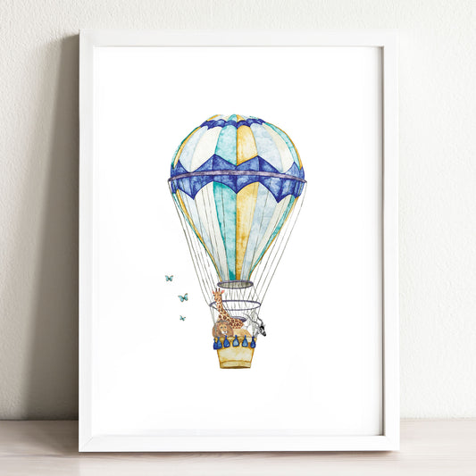African Animals Hot Air Balloon Art Print