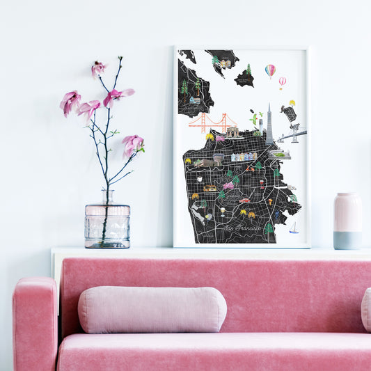 San Francisco Illustrated City Map Art Print