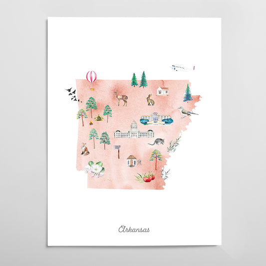 Arkansas Illustrated State Map Art Print