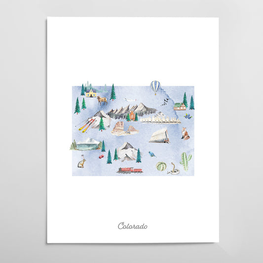 Colorado Illustrated State Map Art Print