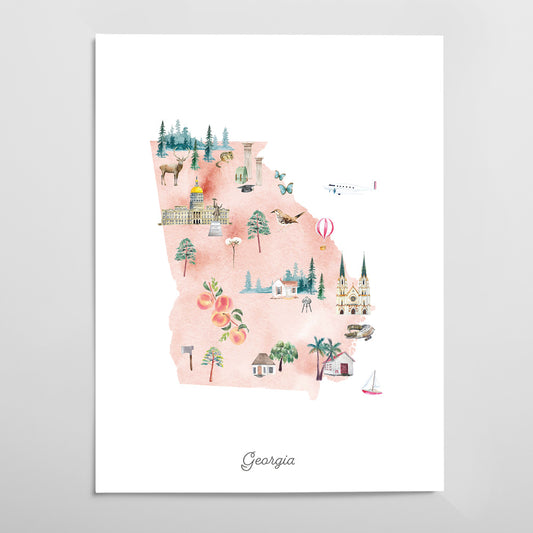 Georgia Illustrated State Map Art Print