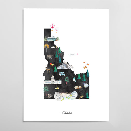 Idaho Illustrated State Map Art Print