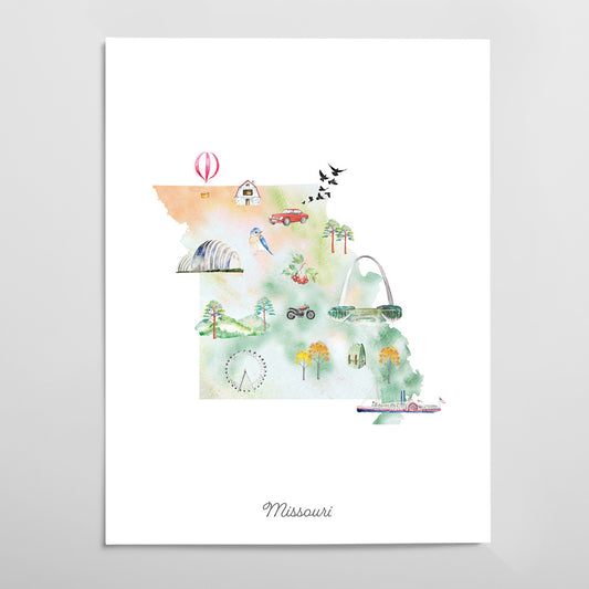 Missouri Illustrated State Map Art Print