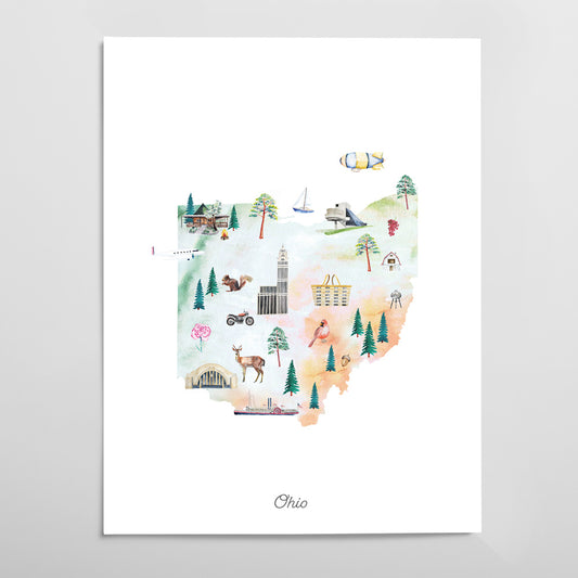Ohio Illustrated State Map Art Print
