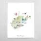 West Virginia Illustrated State Map Art Print