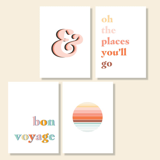 Bon Voyage Travel Gallery Printable Set | Pink Sunrise