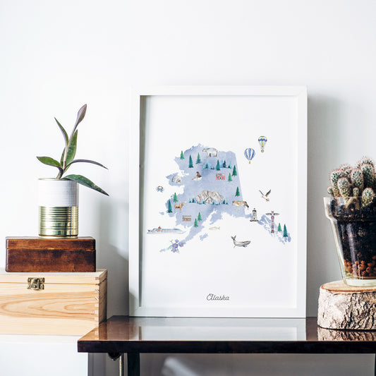 Alaska Illustrated State Map Art Print