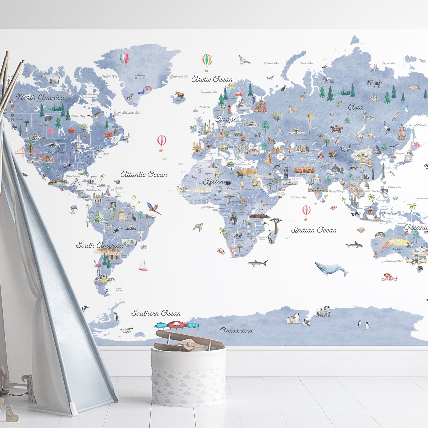 Educational World Map Wall Decal
