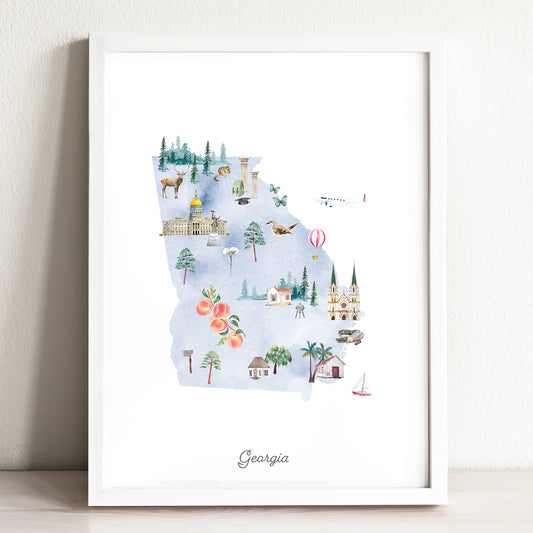 Georgia Illustrated State Map Art Print
