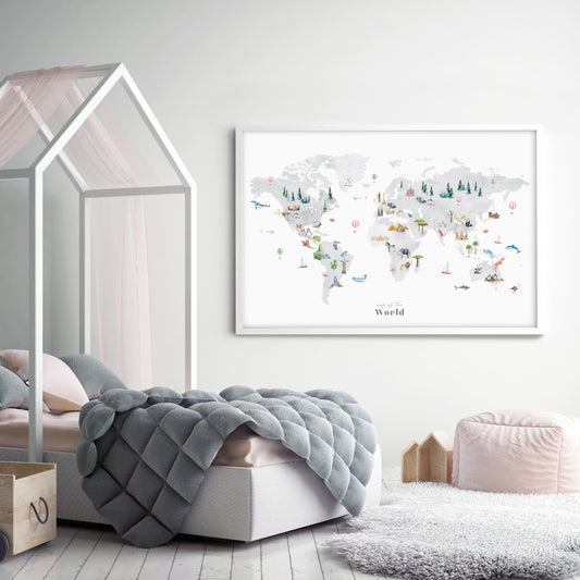 Travel World Map Art Print