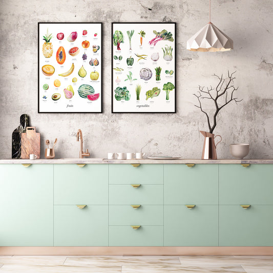 Fruits + Vegetables Art Print Set