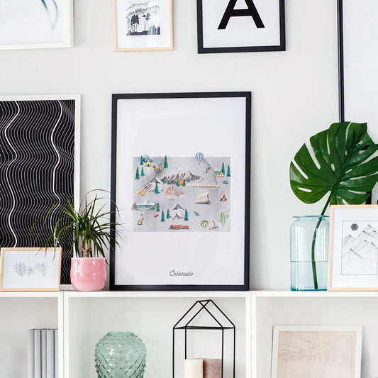 Colorado Illustrated State Map Art Print