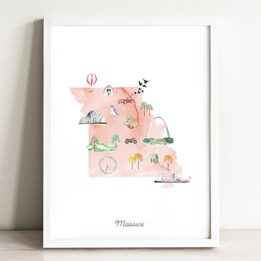 Missouri Illustrated State Map Art Print