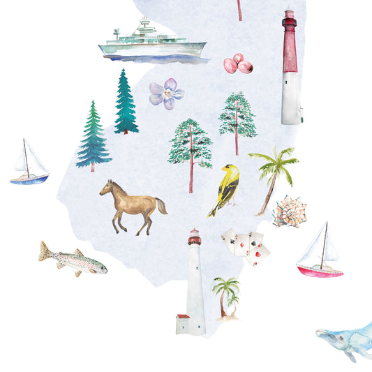 New Jersey Illustrated State Map Art Print