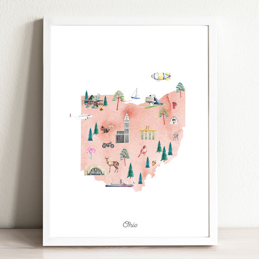 Ohio Illustrated State Map Art Print