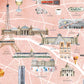 Paris Illustrated City Map Art Print