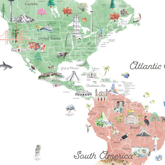 Educational World Map Wall Decal