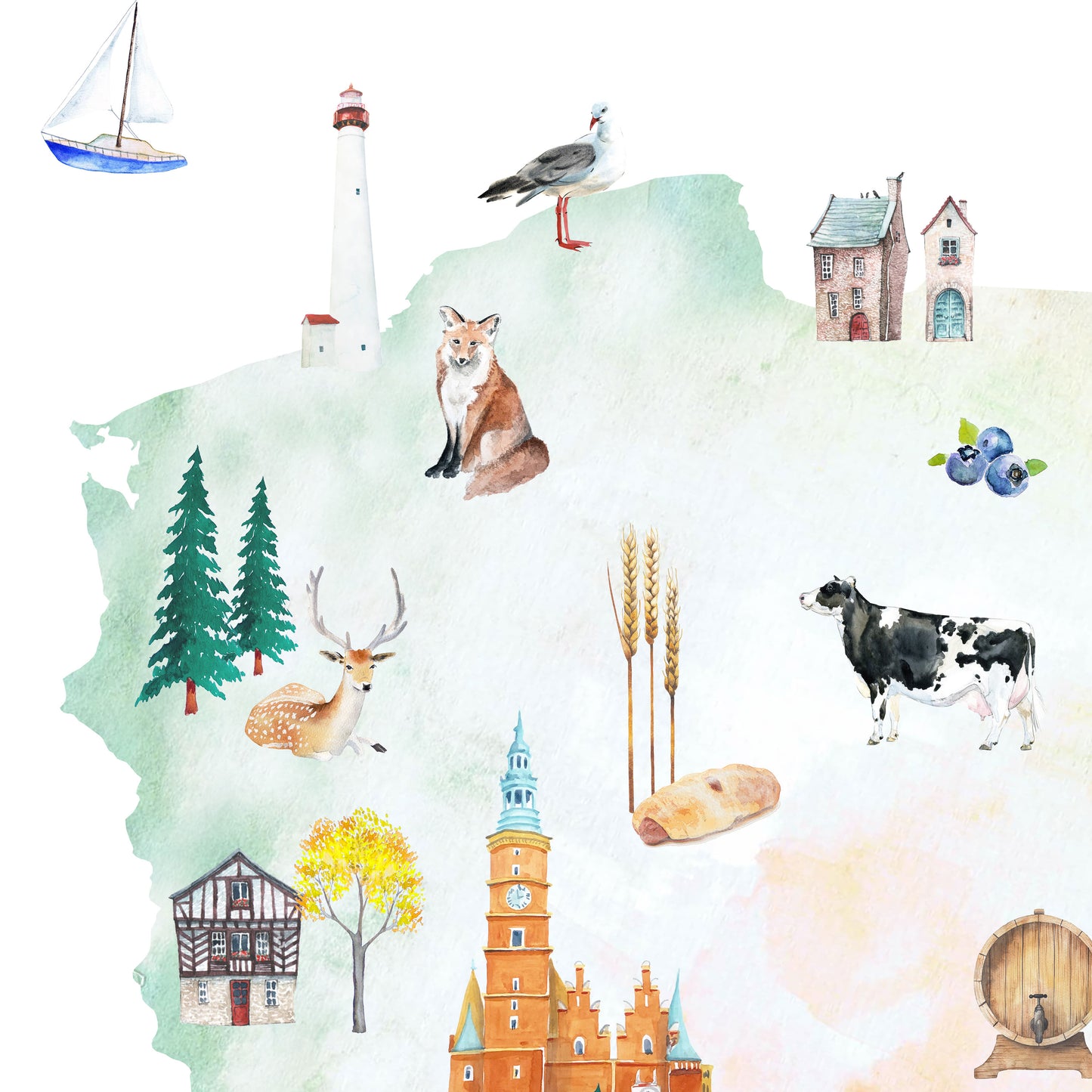 Poland Illustrated Map Art Print