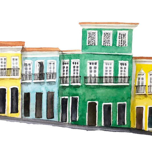 Salvador Streetscape Illustrated Art Print