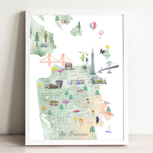 San Francisco Illustrated City Map Art Print