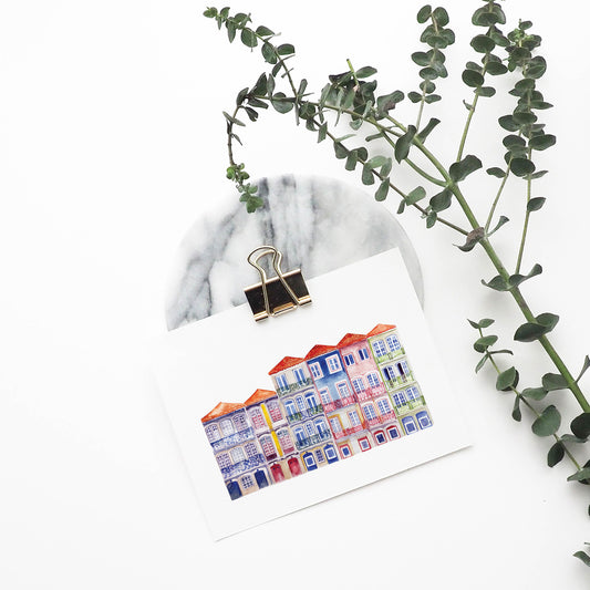 Porto Portugal Streetscape Illustrated Art Print