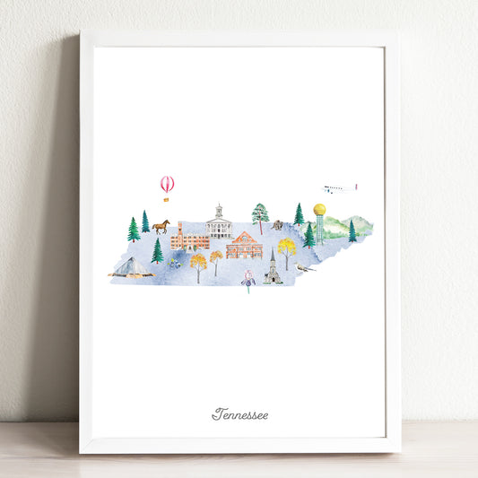 Tennessee Illustrated State Map Art Print