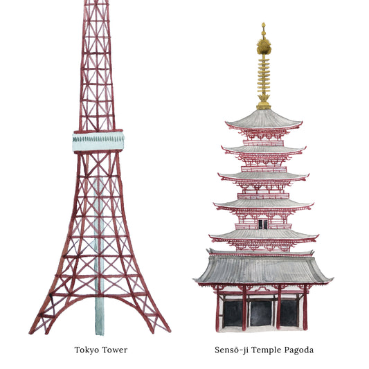 Landmarks of Tokyo Illustrated Art Print